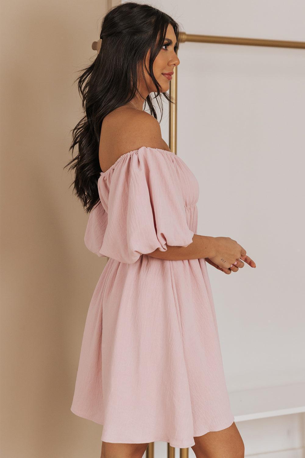 Graceful Balloon Sleeve Mini Dress - MXSTUDIO.COM