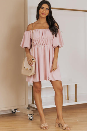 Graceful Balloon Sleeve Mini Dress - MXSTUDIO.COM