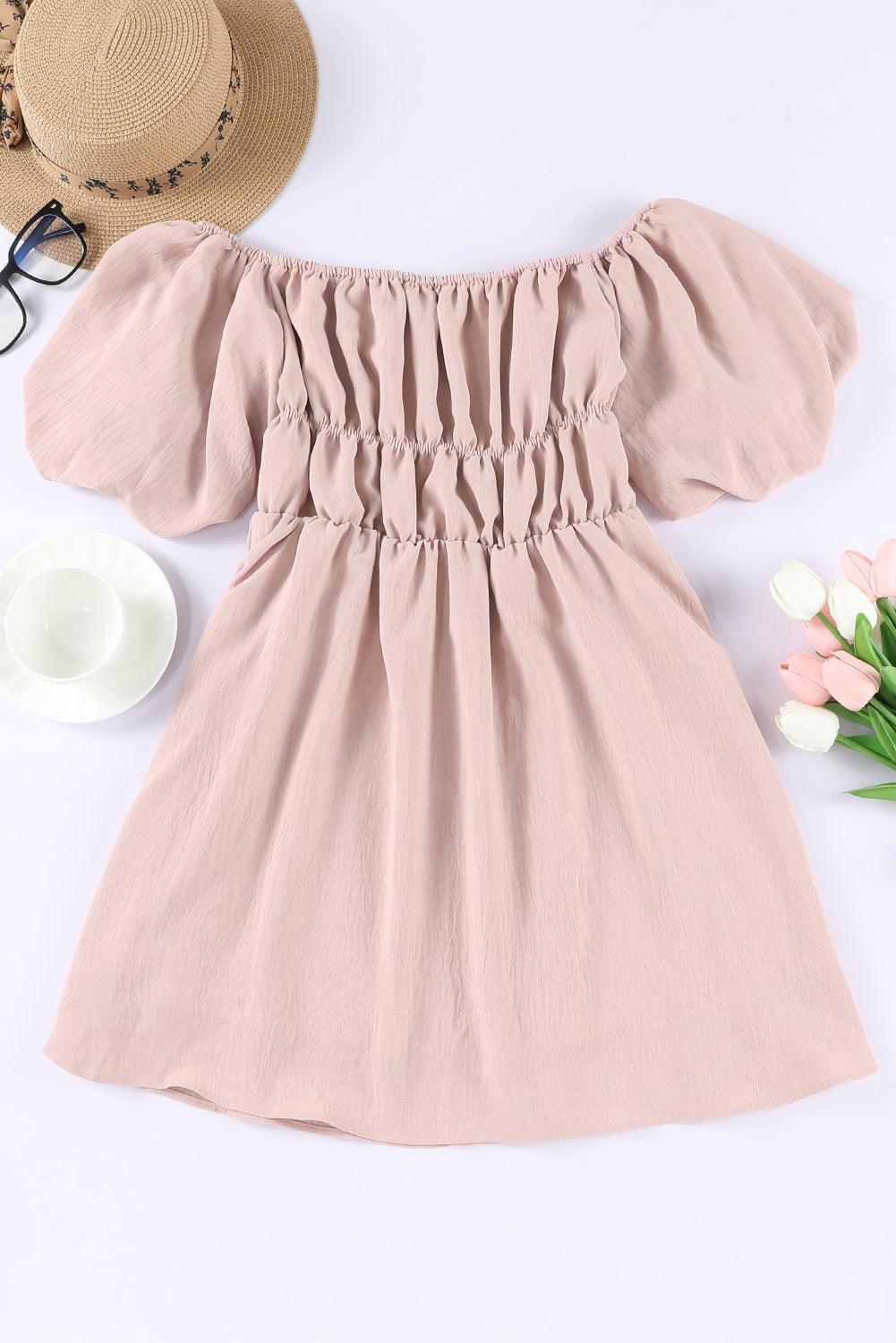 Graceful Balloon Sleeve Mini Dress - MXSTUDIO.COM