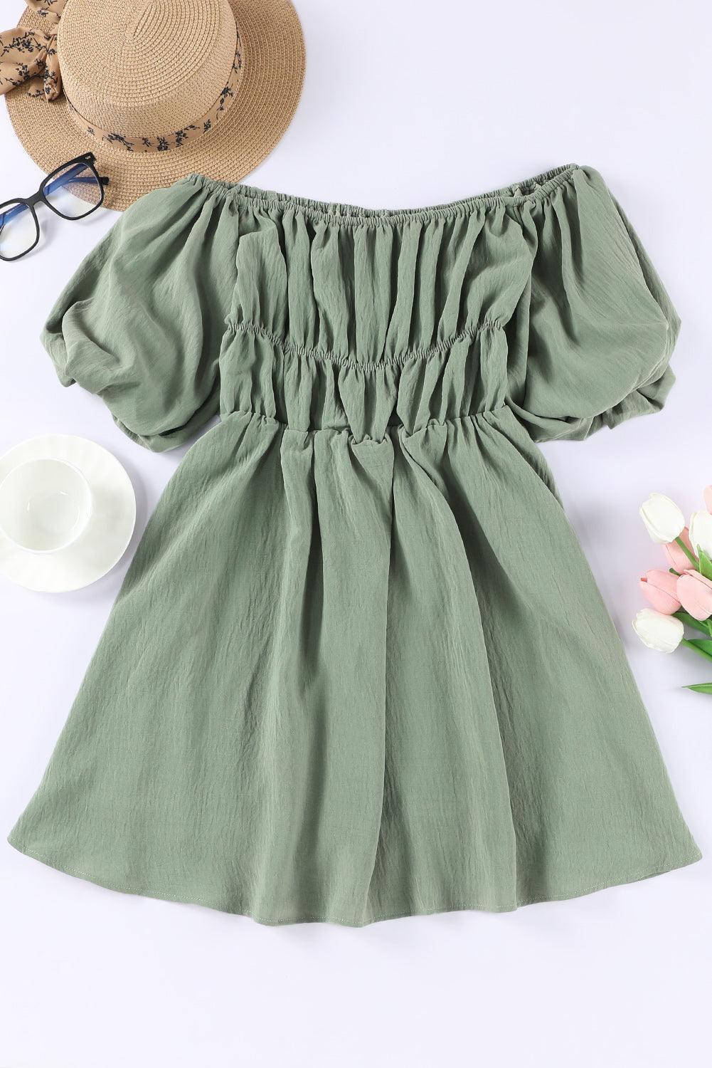 Graceful Balloon Sleeve Mini Dress - MXSTUDIO.COM