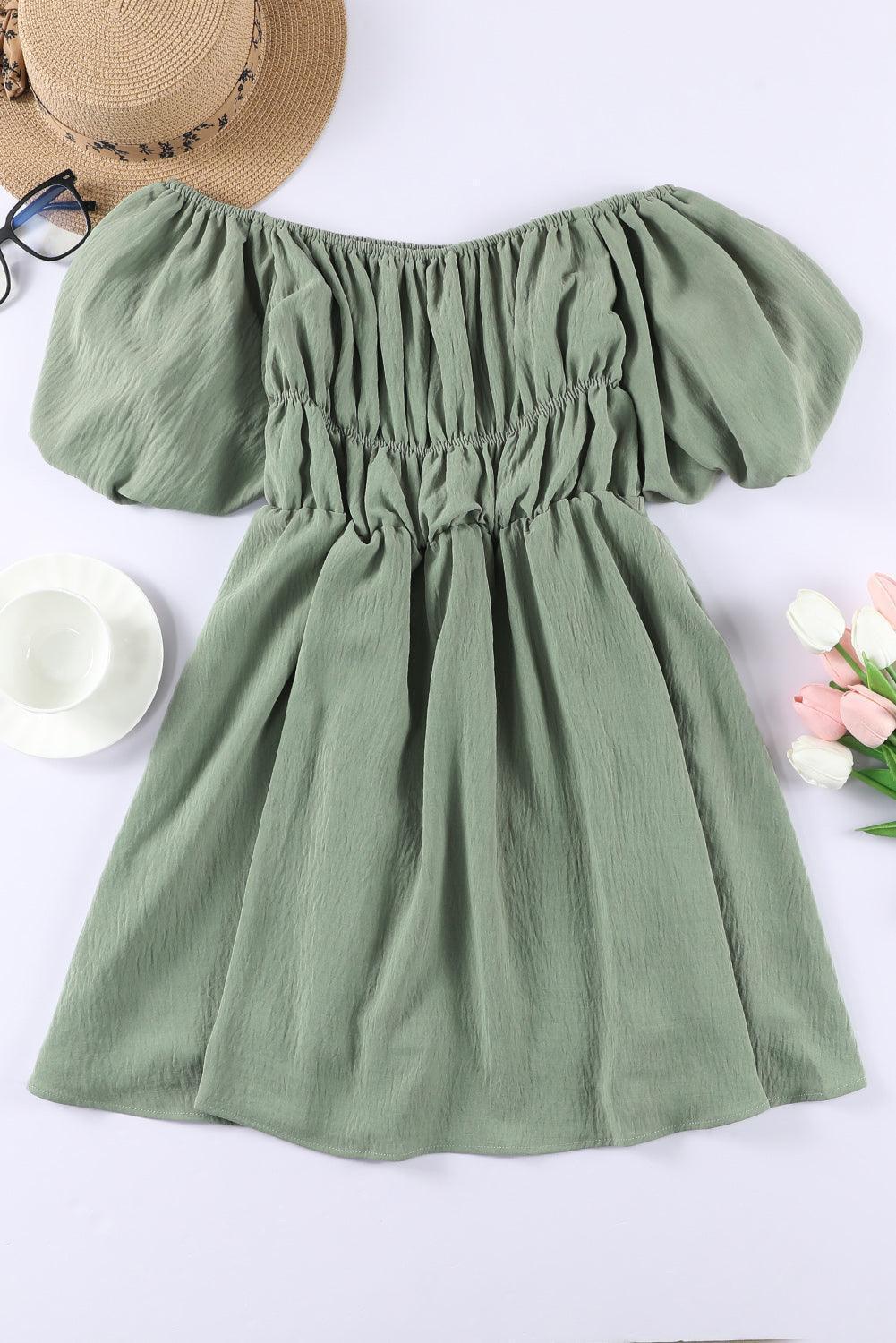 Graceful Balloon Sleeve Mini Dress - MXSTUDIO.COM