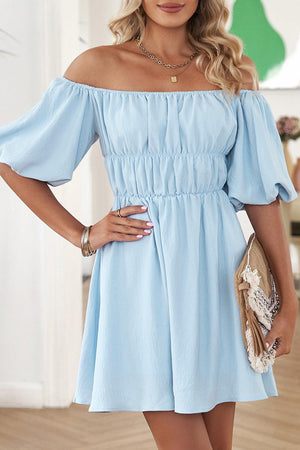 Graceful Balloon Sleeve Mini Dress - MXSTUDIO.COM