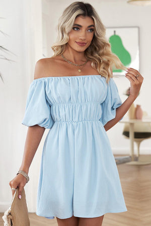 Graceful Balloon Sleeve Mini Dress - MXSTUDIO.COM