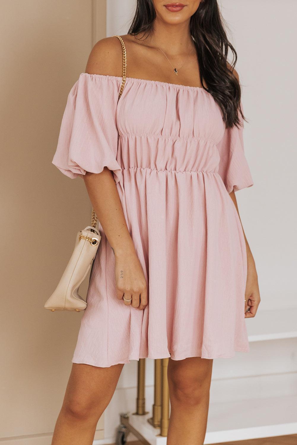 Graceful Balloon Sleeve Mini Dress - MXSTUDIO.COM