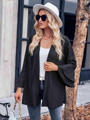 Graceful Embrace Eyelet Ruffle Sleeve Cardigan-MXSTUDIO.COM