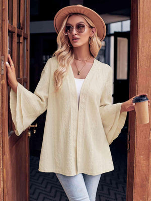 Graceful Embrace Eyelet Ruffle Sleeve Cardigan-MXSTUDIO.COM