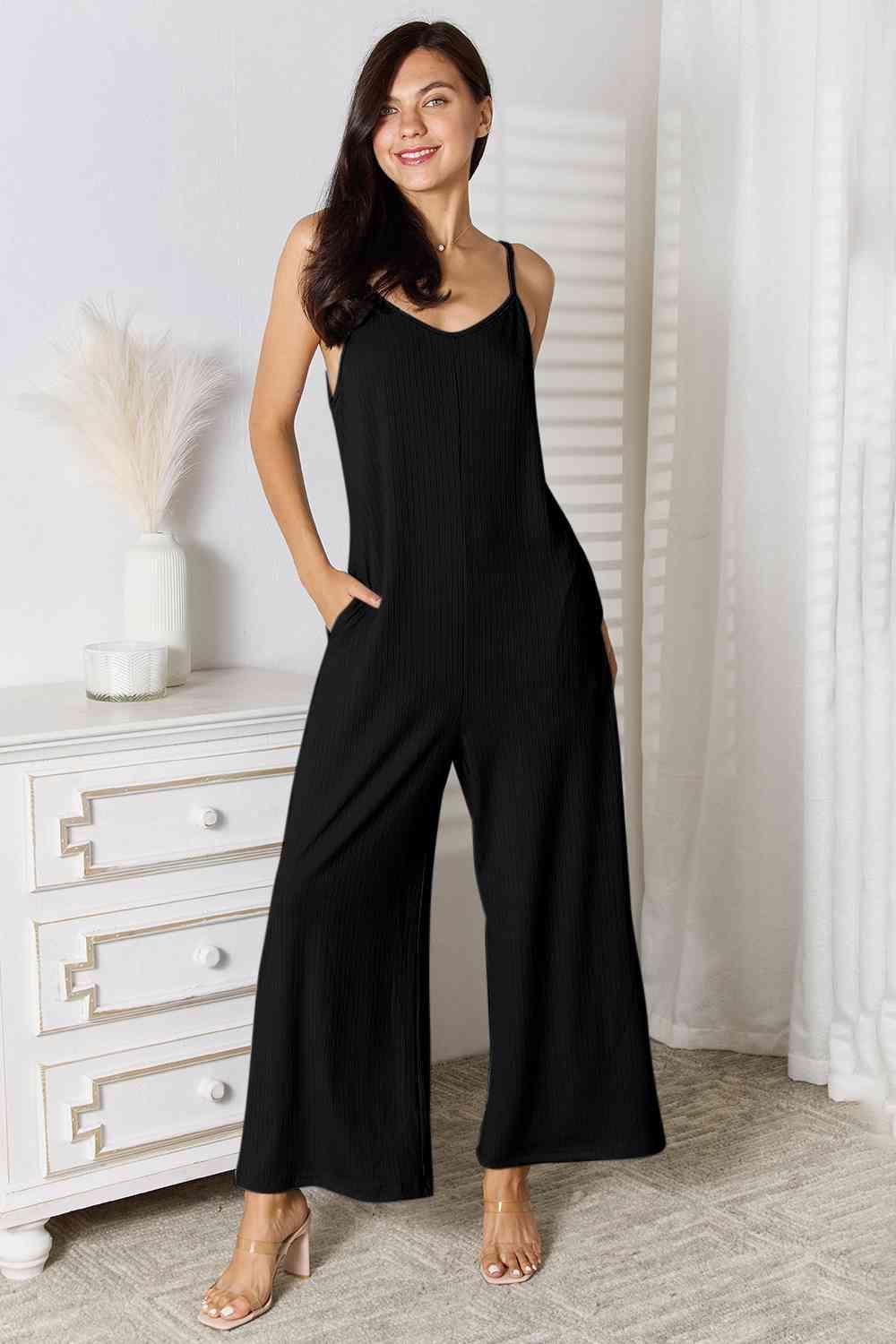 Graceful Hug Spaghetti Strap Plus Size V Neck Jumpsuit - MXSTUDIO.COM