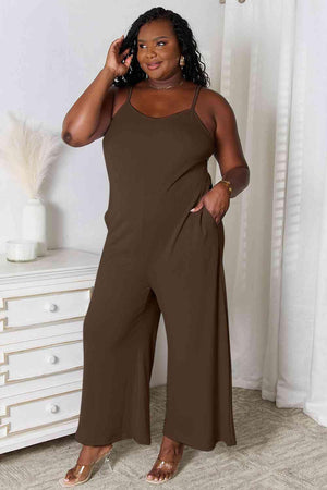 Graceful Hug Spaghetti Strap Plus Size V Neck Jumpsuit - MXSTUDIO.COM