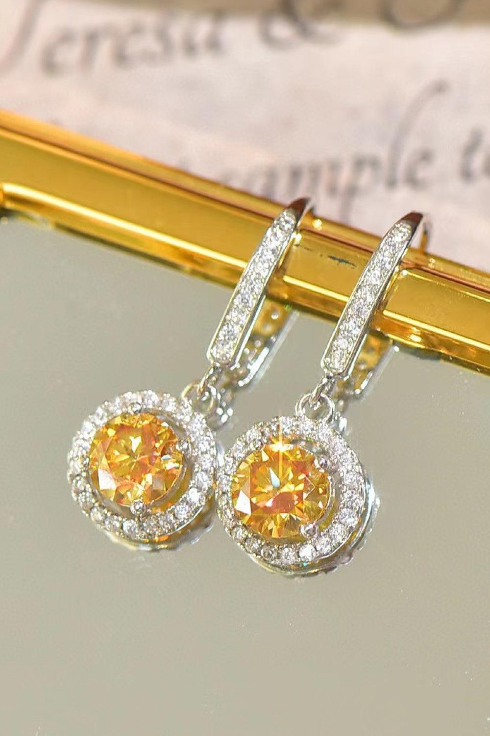 Graceful Platinum-Plated 2 Carat Moissanite Drop Earrings - MXSTUDIO.COM