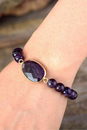 Gracious Handmade Beaded Violet Amethyst Bracelet-MXSTUDIO.COM