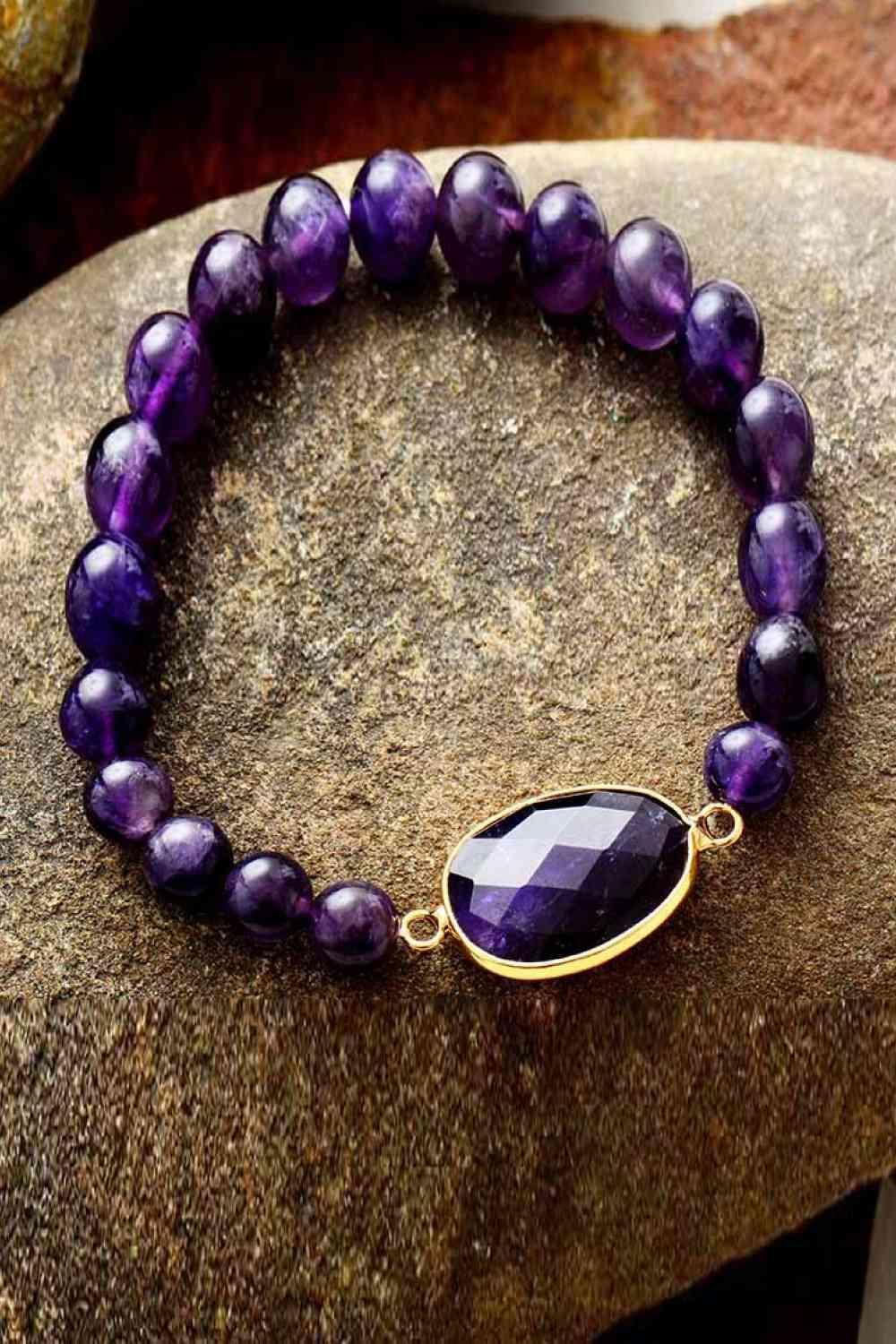 Gracious Handmade Beaded Violet Amethyst Bracelet-MXSTUDIO.COM