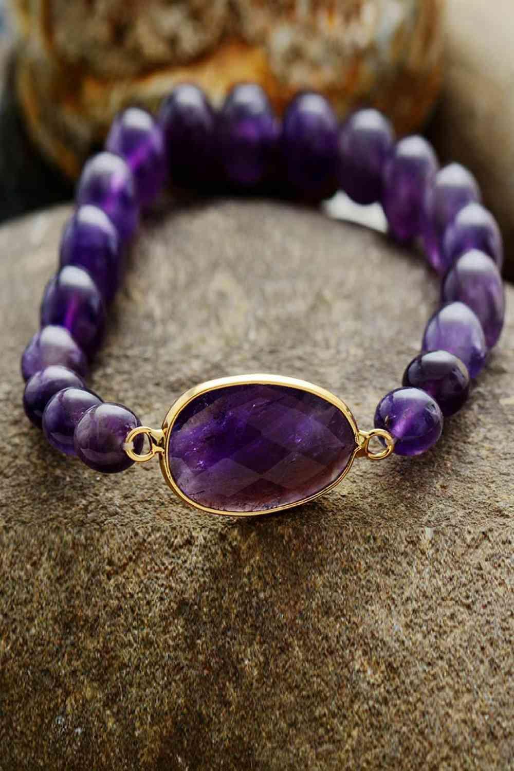 Gracious Handmade Beaded Violet Amethyst Bracelet-MXSTUDIO.COM