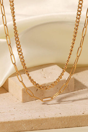 Grand Moments 18K Gold Plated Layered Chain Necklace - MXSTUDIO.COM