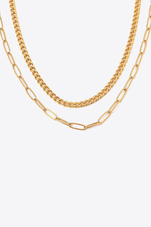 Grand Moments 18K Gold Plated Layered Chain Necklace - MXSTUDIO.COM