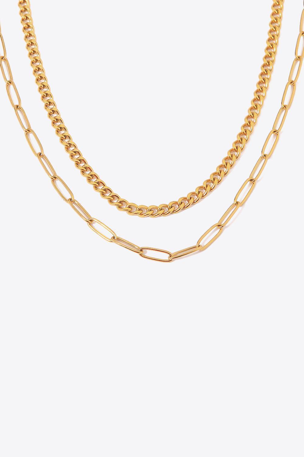 Grand Moments 18K Gold Plated Layered Chain Necklace - MXSTUDIO.COM