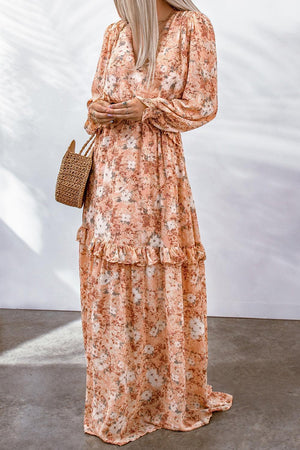 Grandiose Floral Flounce Sleeve Maxi Dress - MXSTUDIO.COM