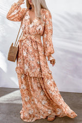 Grandiose Floral Flounce Sleeve Maxi Dress - MXSTUDIO.COM