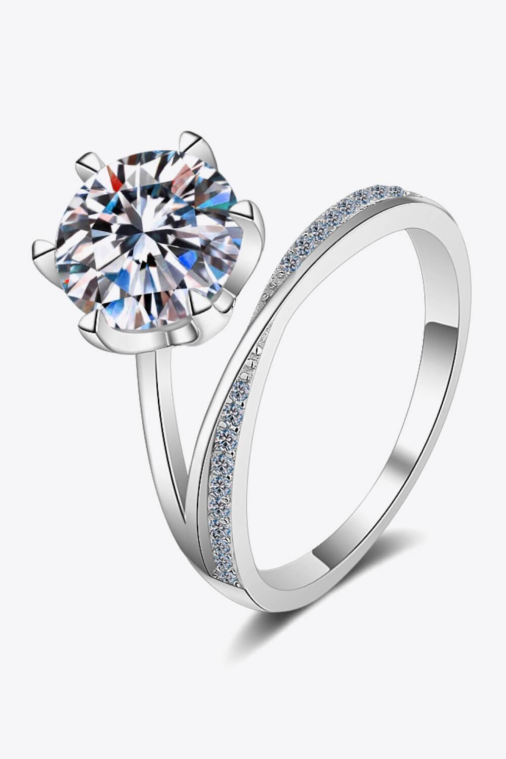 Grandiose Zircon Accents 3 Carat Moissanite Ring - MXSTUDIO.COM