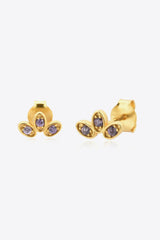 Grateful Inlaid Zircon Gold Plated Stud Earrings - MXSTUDIO.COM