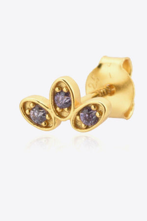 Grateful Inlaid Zircon Gold Plated Stud Earrings - MXSTUDIO.COM