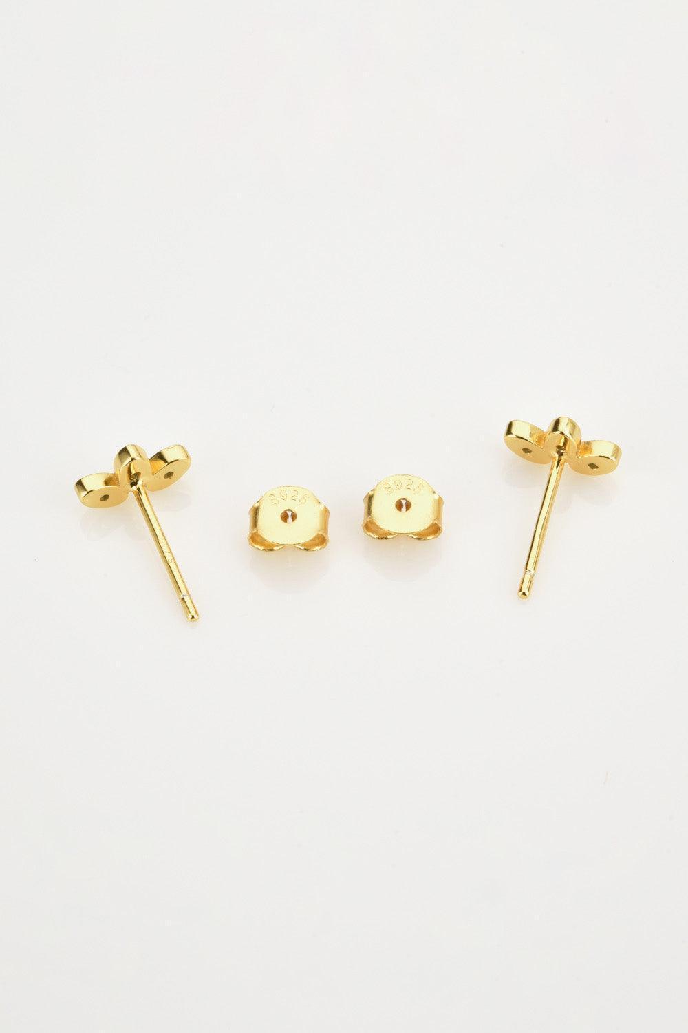Grateful Inlaid Zircon Gold Plated Stud Earrings - MXSTUDIO.COM
