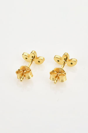 Grateful Inlaid Zircon Gold Plated Stud Earrings - MXSTUDIO.COM