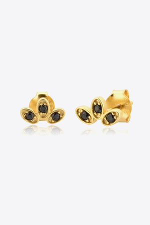 Grateful Inlaid Zircon Gold Plated Stud Earrings - MXSTUDIO.COM