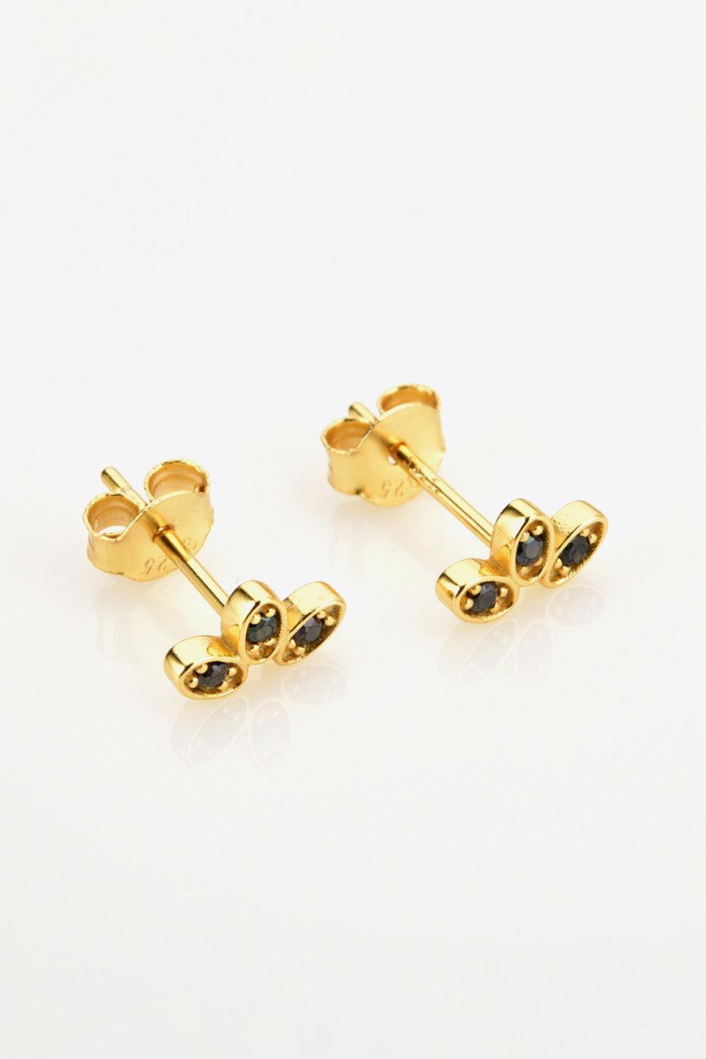 Grateful Inlaid Zircon Gold Plated Stud Earrings - MXSTUDIO.COM