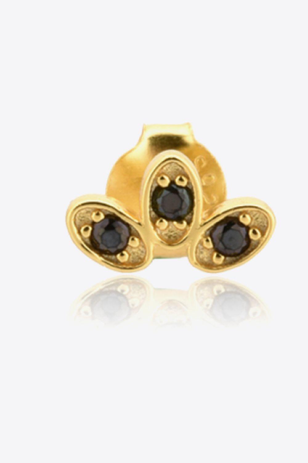 Grateful Inlaid Zircon Gold Plated Stud Earrings - MXSTUDIO.COM