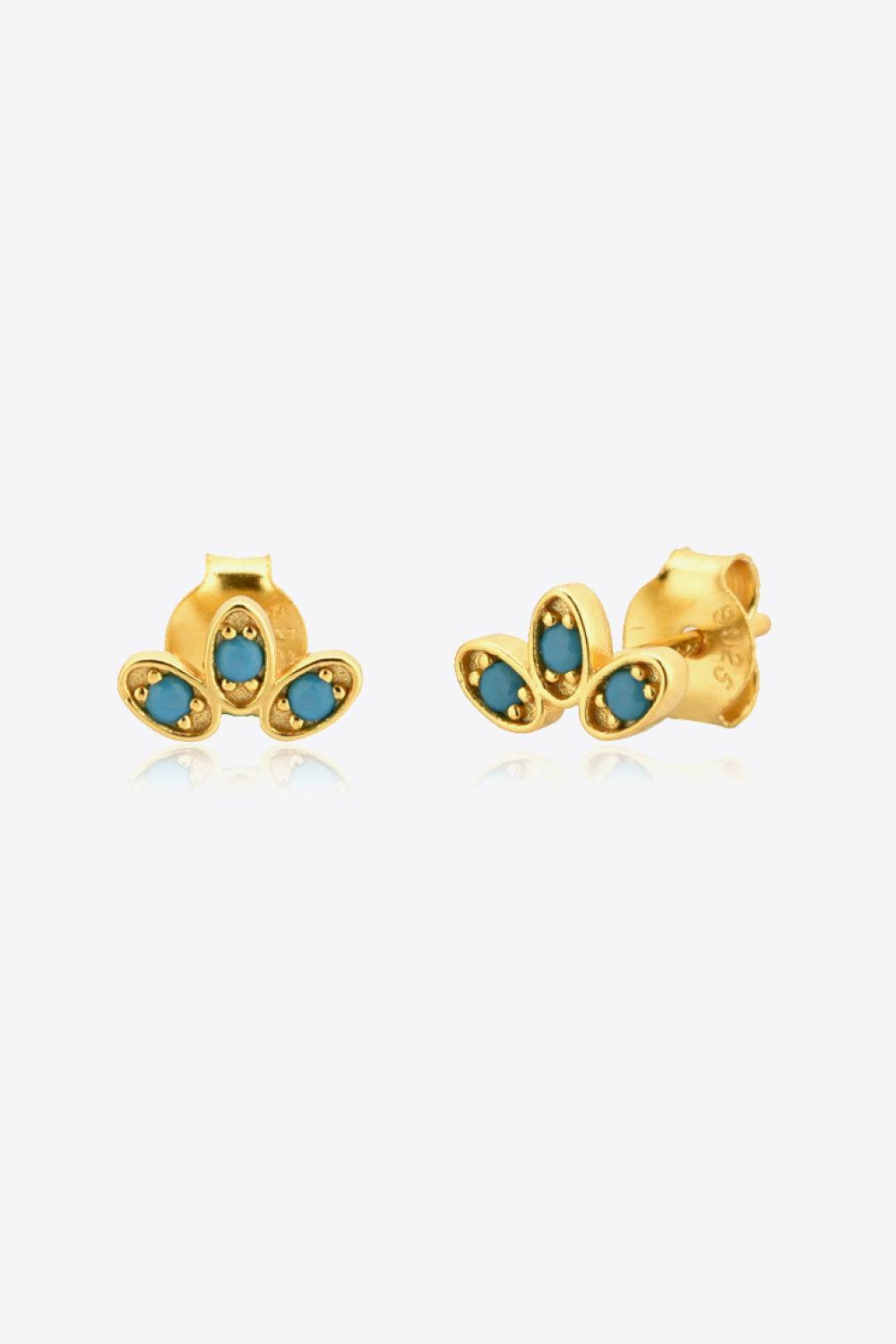 Grateful Inlaid Zircon Gold Plated Stud Earrings - MXSTUDIO.COM