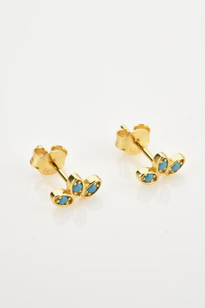 Grateful Inlaid Zircon Gold Plated Stud Earrings - MXSTUDIO.COM