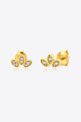 Grateful Inlaid Zircon Gold Plated Stud Earrings - MXSTUDIO.COM