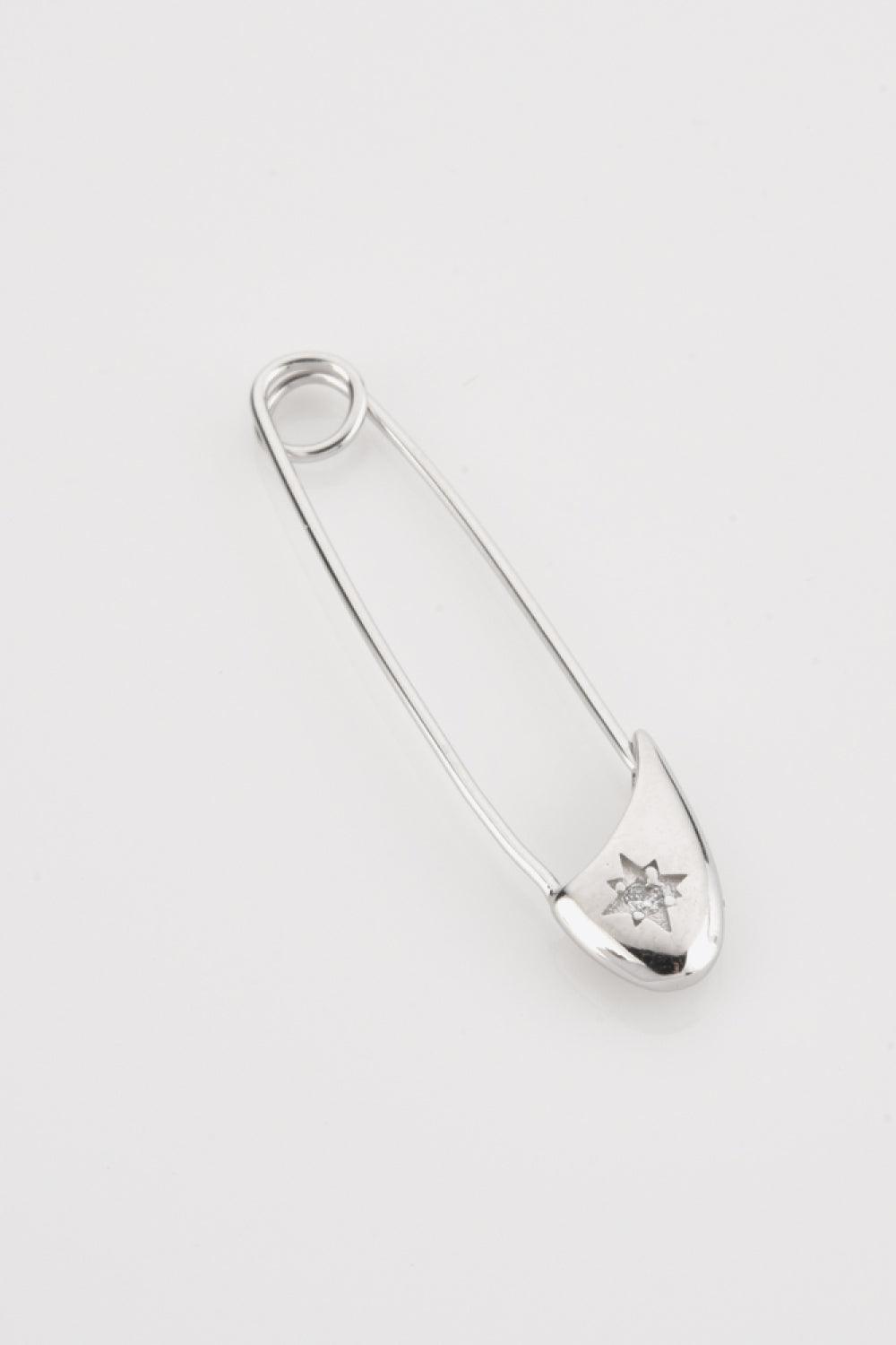 Gratified Inlaid Zircon Single Safety Pin Earring - MXSTUDIO.COM