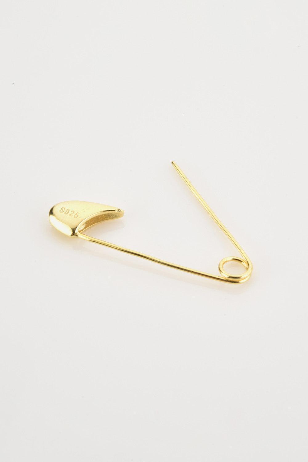 Gratified Inlaid Zircon Single Safety Pin Earring - MXSTUDIO.COM