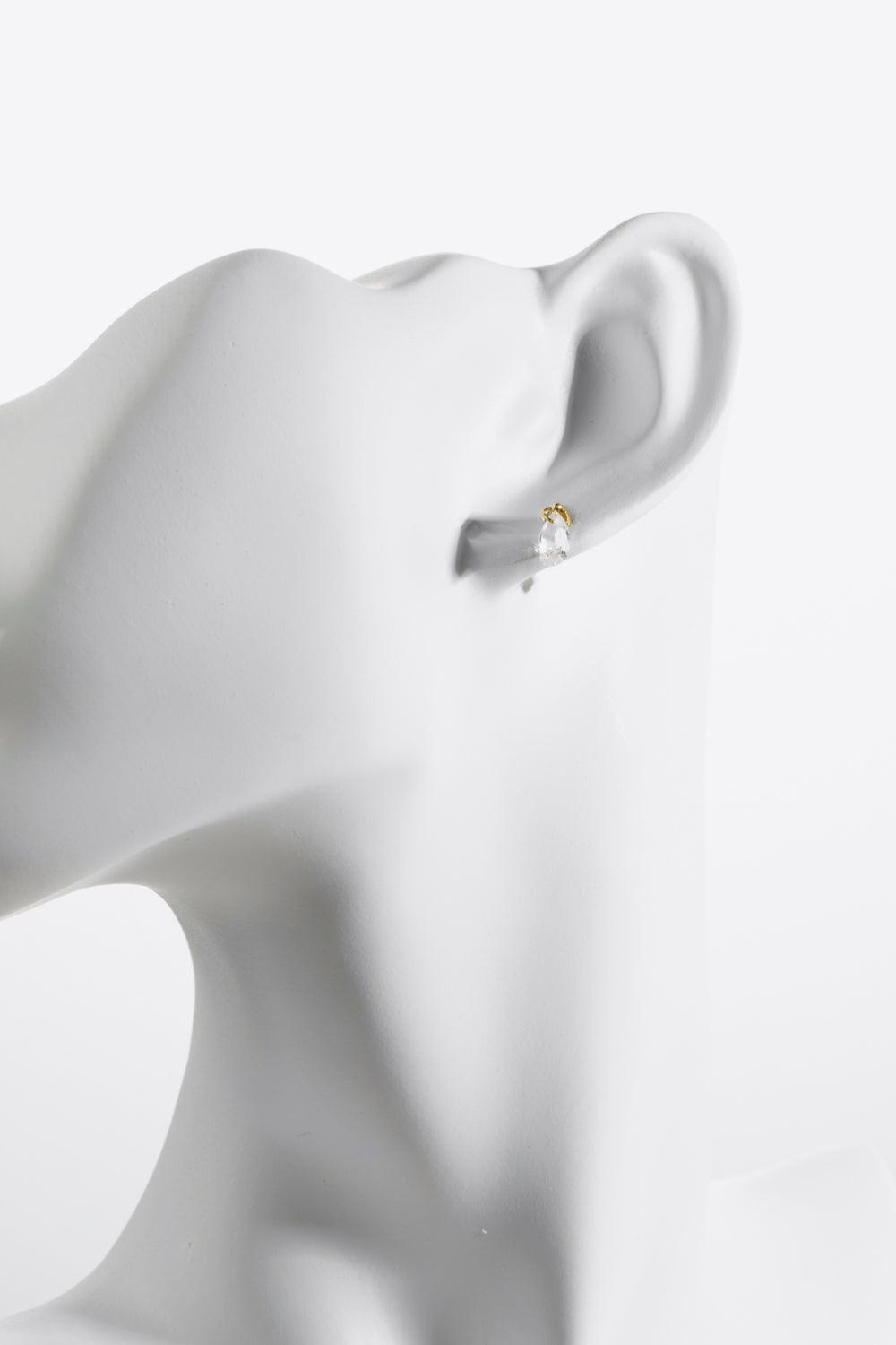 Gratifying Sterling Silver Zircon Teardrop Earrings - MXSTUDIO.COM