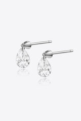 Gratifying Sterling Silver Zircon Teardrop Earrings - MXSTUDIO.COM