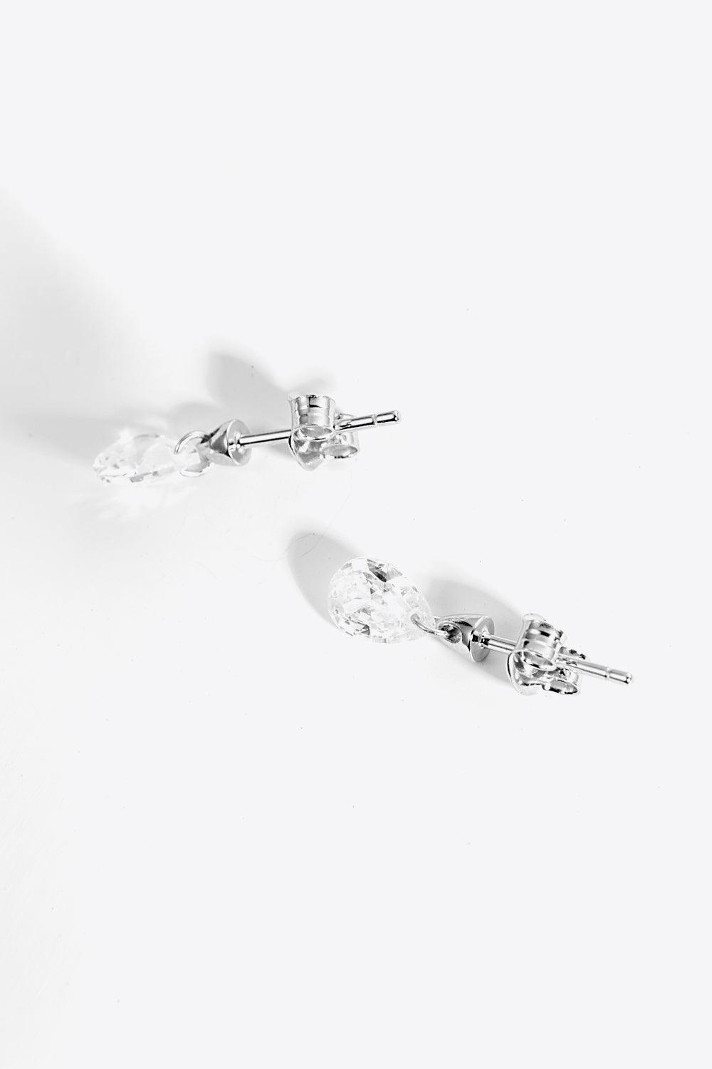 Gratifying Sterling Silver Zircon Teardrop Earrings - MXSTUDIO.COM