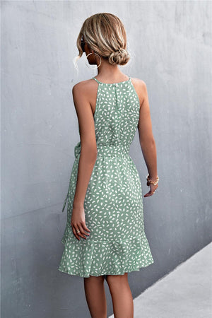 Great Day Tie Waist Sleeveless Ruffle Dress - MXSTUDIO.COM