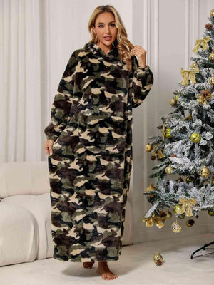 Green Camouflage Hooded Teddy Nightgown - MXSTUDIO.COM