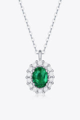 Green Oval 1.5 Carat Lab-Grown Emerald Pendant necklace - MXSTUDIO.COM
