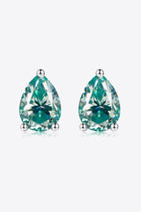 Green Teardrop Shape 2 Carat Moissanite Stud Earrings - MXSTUDIO.COM