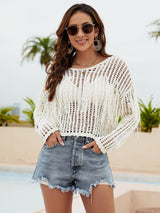 Greet The Sun Openwork Tassel Beach Cover-Up - MXSTUDIO.COM