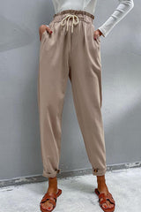 Gregarious Drawstring High Waist Paperbag Pants - MXSTUDIO.COM