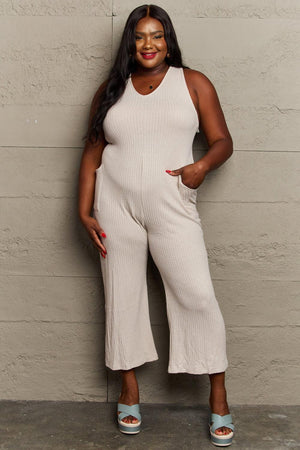Groovy Cropped Leg Plus Size Sleeveless Jumpsuit - MXSTUDIO.COM - Stylish Womens Clothing