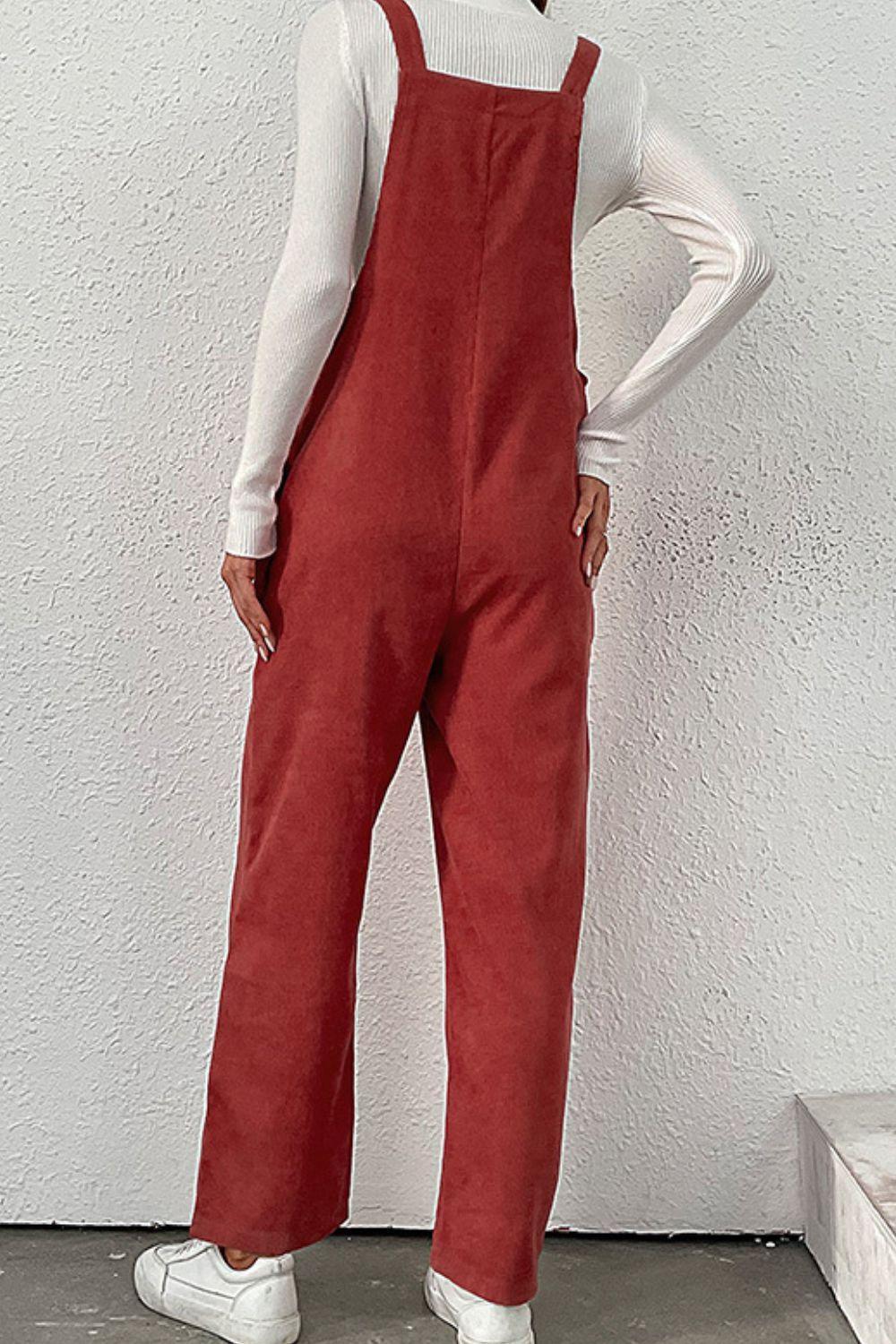 Groovy Straight Leg Red Corduroy Overalls - MXSTUDIO.COM