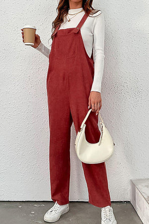 Groovy Straight Leg Red Corduroy Overalls - MXSTUDIO.COM