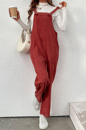 Groovy Straight Leg Red Corduroy Overalls - MXSTUDIO.COM