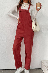 Groovy Straight Leg Red Corduroy Overalls - MXSTUDIO.COM