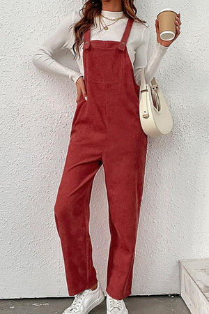 Groovy Straight Leg Red Corduroy Overalls - MXSTUDIO.COM