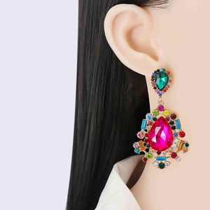 Groundbreaking Teardrop Shape Rhinestone Dangle Earrings-MXSTUDIO.COM